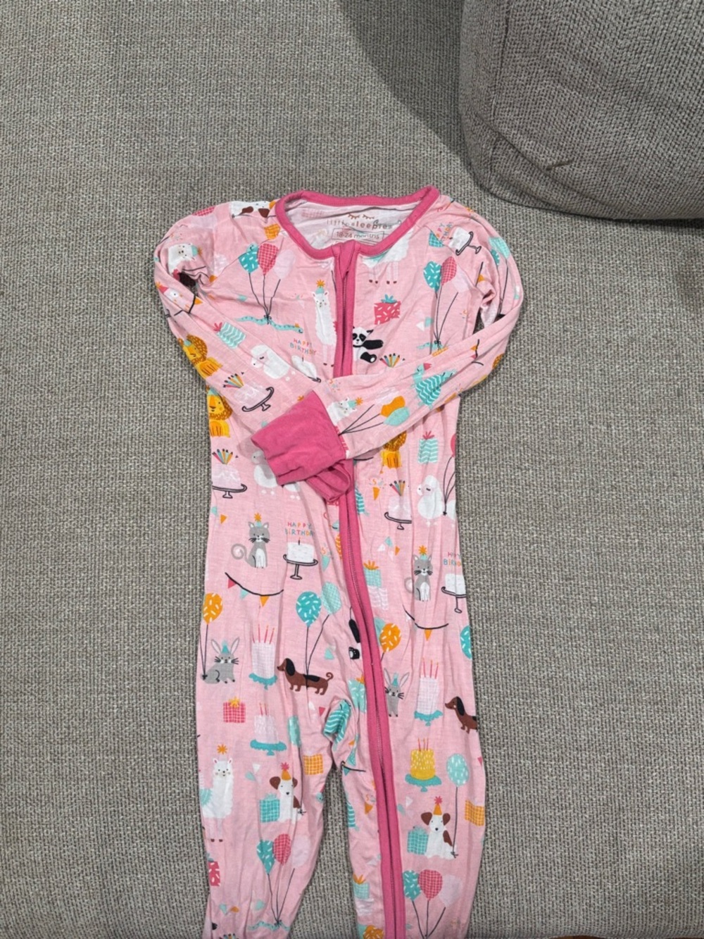 Little Sleepies Pink Balloon & Animal Print Footie Pajamas